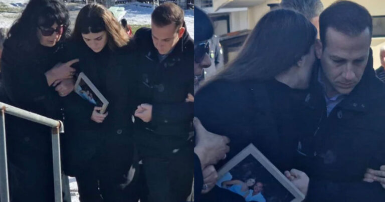 Κηδεία σμηναγού Τσιτλακίδη: Υποβασταζόμενη και με φωτογραφία τους στην αγκαλιά η σύντροφος του