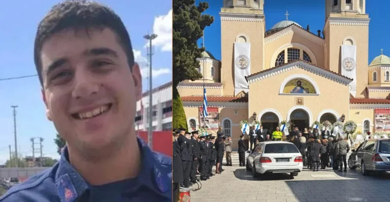 Τέμπη: Με την τσάντα που είχε στην υπηρεσία του η κηδεία του 24χρονου πυροσβέστη και της 23χρονης συντρόφου του