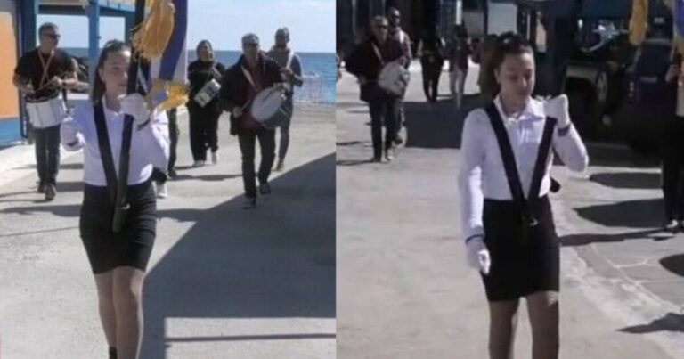 Τη συνόδευσε όλο το χωριό για τελευταία φορά: Η μικρή Εφραιμίνα έκανε ολομόναχη παρέλαση & καταχειροκροτήθηκε