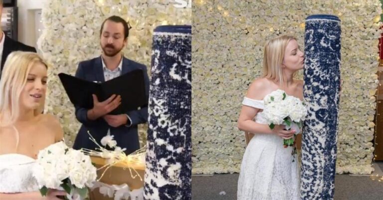 26χρονη πανέμορφη αλλά ανύπαντρη μητέρα παντρεύτηκε με ένα χαλί