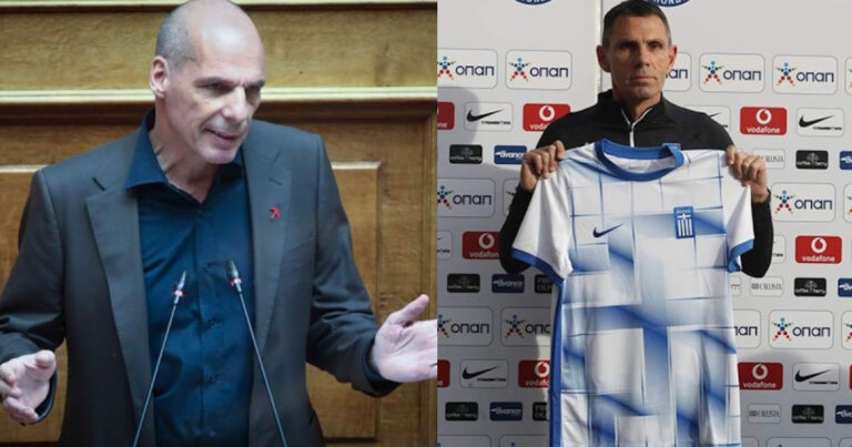 «Κάγκελα παντού»: Ο Βαρουφάκης βλέπει αγκυλωτό σταυρό στη φανέλα της Εθνικής και ζητά να την αποσύρουν