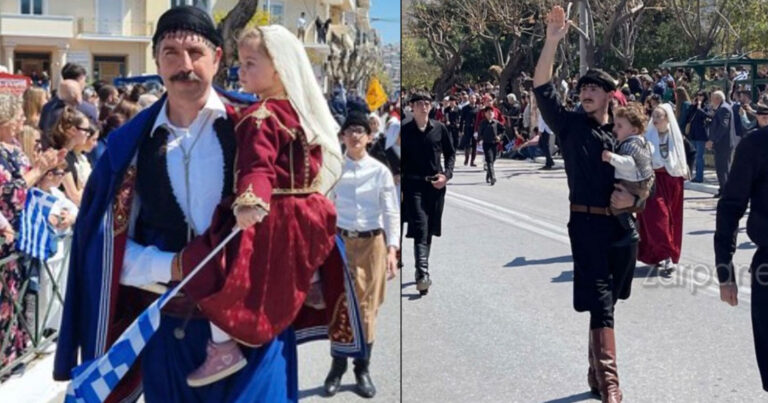 Χανιά: Οι μπαμπάδες «στην αντεπίθεση» – Έκαναν παρέλαση με τα μωρά τους!