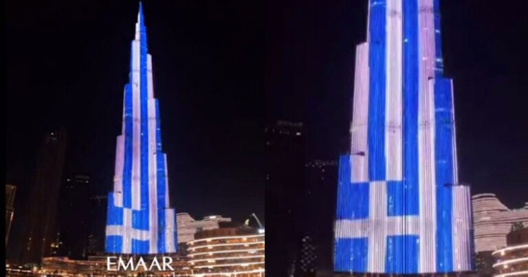 Και το Ντουμπάι τίμησε την 25η Μαρτίου: Στα γαλανόλευκα ο πιο ψηλός ουρανοξύστης του κόσμου