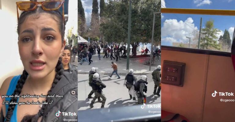 «Θεέ μου! Κοντέψαμε να πεθάνουμε στην Ελλάδα»: Ξέσπασε τουρίστρια που βρέθηκε τυχαία στην διαδήλωση για τα Τέμπη