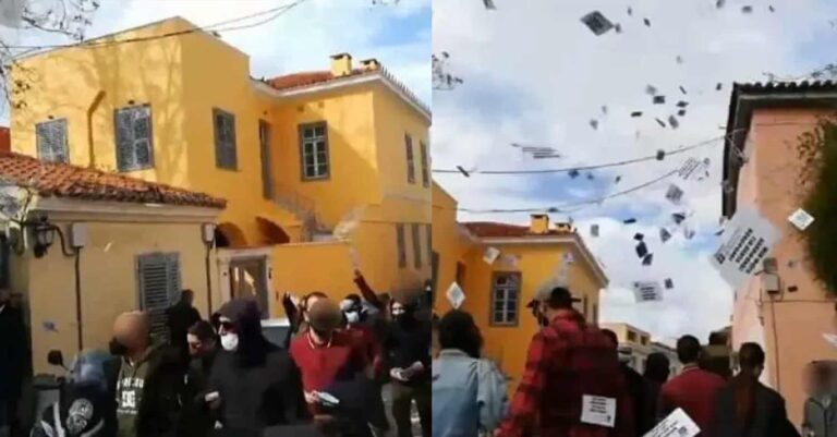 Πλάκα: «Ντου» Ρουβίκωνα στο σπίτι του Κώστα Αχ. Καραμανλή