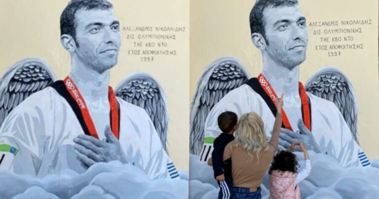 Συγκίνηση και δάκρυα: Ο Αλέξανδρος Νικολαΐδης σε γκράφιτι με… φτερά αγγέλου – Το ευχαριστώ της συζύγου του