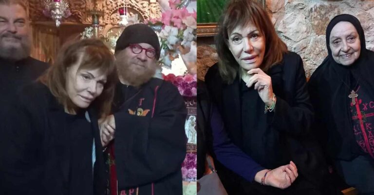 Στιγμές κατάνυξης: H Μαίρη Χρονοπούλου στον Επιτάφιο σε μοναστήρι της Παιανίας