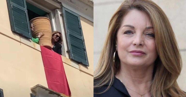 Άντζελα Γκερέκου: Πιστή στο έθιμο της Κέρκυρας – Βίντεο με τη στιγμή που ρίχνει την κανάτα από το παράθυρο