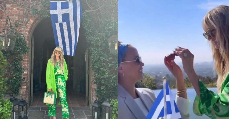 Πάσχα αλά ελληνικά για την Χάιντι Κλουμ – Τσούγκρισε αυγά και φωτογραφήθηκε με τη σημαία