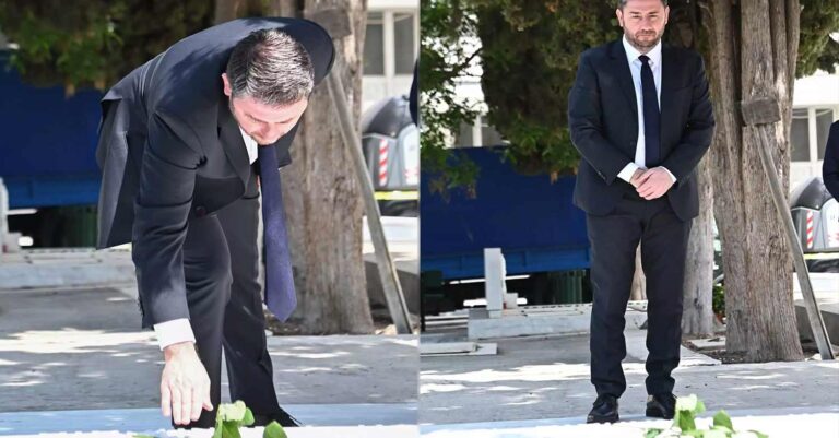 Ο Ανδρουλάκης άφησε ένα λευκό τριαντάφυλλο στον τάφο της Φώφης Γεννηματά