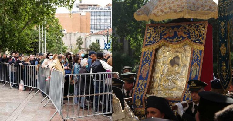 Άξιον Εστί: Στην Μητρόπολη η εικόνα – Μεγάλες ουρές πιστών για να προσκυνήσουν