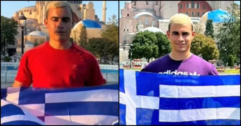 Έλληνας ύψωσε την ελληνική σημαία μπροστά στην Αγιά Σοφιά: «Θα είναι πάντα ελληνική εκκλησία»