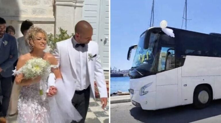 Γαμπρός και νύφη στη Σύρο πήγαν στην εκκλησία με το… ΚΤΕΛ