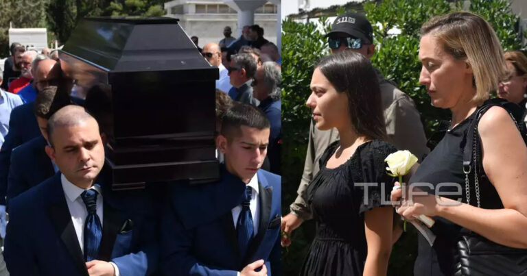Θλίψη στην κηδεία του Γιώργου Γεωργίου: Συντετριμμένες η σύζυγος και η κόρη του