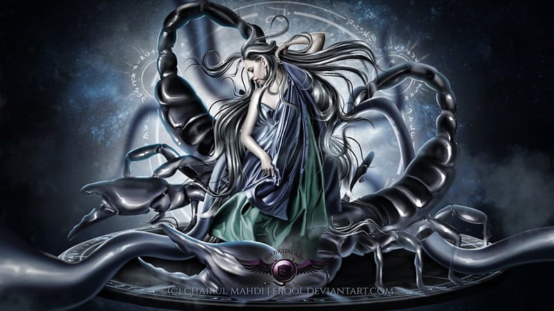 hd wallpaper the scorpion scorpio fantasy lady abstract