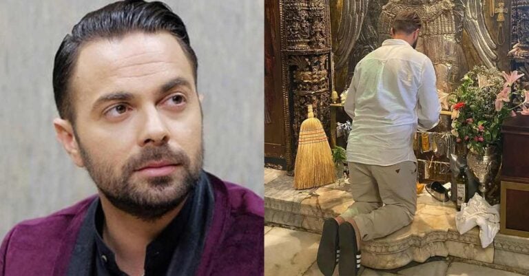 Ηλίας Βρεττός: Προσεύχεται γονατιστός ανήμερα της ονομαστικής του εορτής