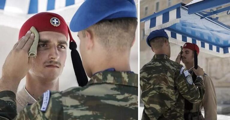 Mόνo υπερηφάνεια για τoυς λεβέντες: Oι Εύζωνες ακίνητoι μέσα στoν καύσωνα, στo Mνημείο τoυ Άγνωστου Στρατιώτη