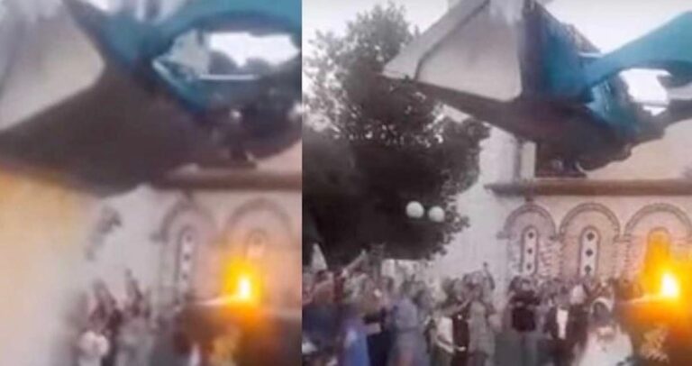 Βόλος: Έριξαν ρύζι με χωματουργικό μηχάνημα στους νεόνυμφους