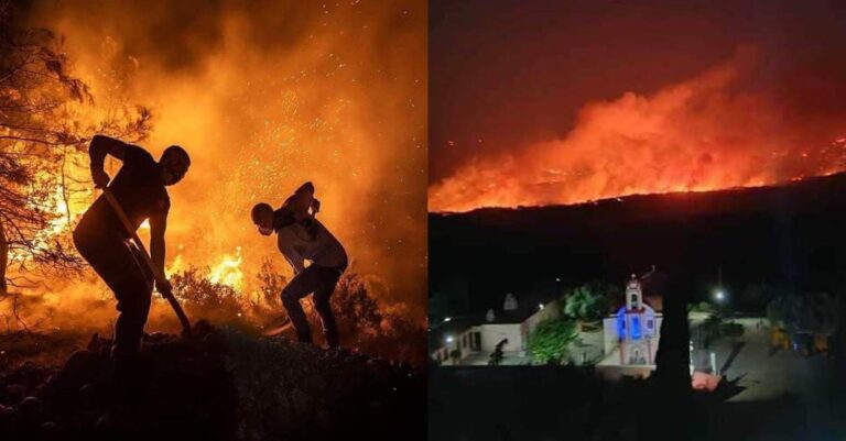 Δραματικές είναι οι εικόνες από την Ρόδο – 10.000 τουρίστες στον δρόμο – Οι φλόγες σταμάτησαν στη θάλασσα