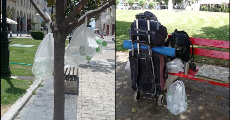 Θεσσαλονίκη – Καύσωνας: Πολίτες άφησαν μπουκαλάκια με νερό σε κεντρικά σημεία για να πιουν άστεγοι