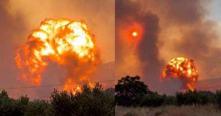 Νέα Αγχίαλος: Πύρινο μανιτάρι από τις εκρήξεις πυρομαχικών – Νέο συγκλονιστικό βίντεο