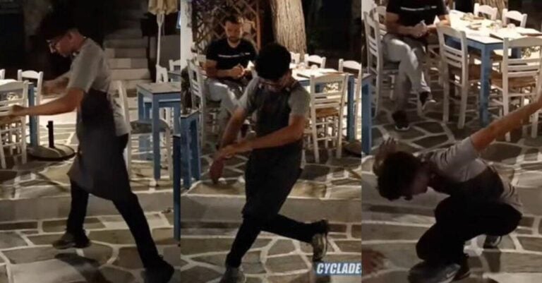 Τον χειροκροτούσαν όλοι: Πιτσιρικάς σερβιτόρος στην Πάρο χόρεψε την «Ευδοκία» & τρέλανε ντόπιους και τουρίστες