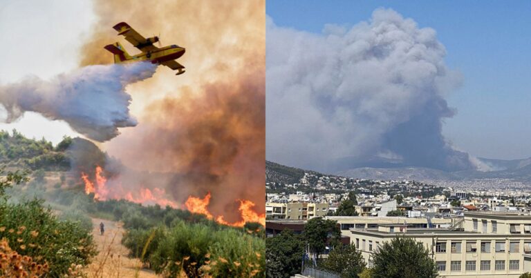 «Στάχτη» όλη η χώρα: Μεγάλη φωτιά στη Φυλή, εκκενώνουν προς Άνω Λιόσια – Εγκλωβισμένες μοναχές στη Μονή Κλειστών