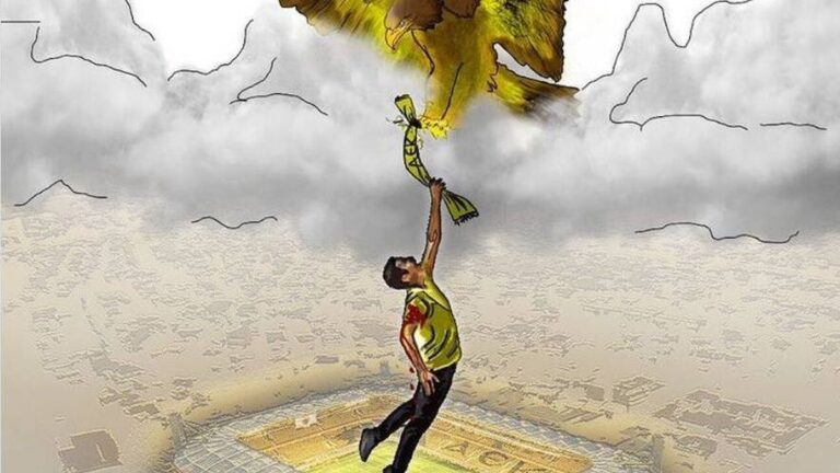 Από το γήπεδο στον ουρανό με το κασκόλ της ΑΕΚ: Το σκίτσο για τη δολοφονία του 29χρονου