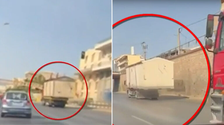 Σοκαριστικές εικόνες στον Κηφισό: Φορτηγά μεταφέρουν τροχοβίλες, με το μισό φορτίο στον αέρα