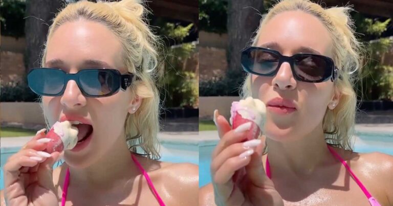 Η Ελληνίδα Μέριλιν Μονρόε: H Καλομοίρα τρώει παγωτό με ροζ μαγιό και οι άντρες λιποθυμούν