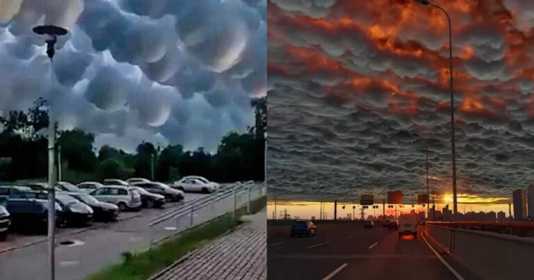 Απόκοσμες εικόνες που προκαλούν δέος: Σύννεφα μαμμάτους εμφανίστηκαν στον ουρανό για πρώτη φορά μετά από χρόνια