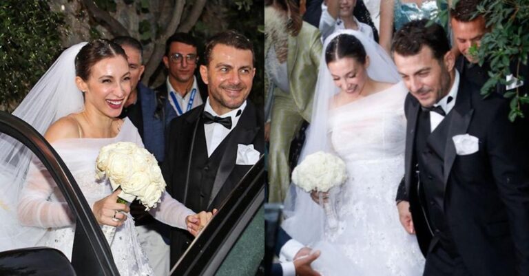 Αρχοντικό, με διαφάνεια & μακρύ πέπλο: Το παραμυθένιο νυφικό της Δήμητρας Βαμβακούση που «μαγνήτισε» όλα τα βλέμματα