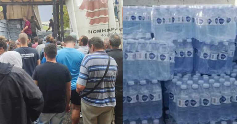 Εκμετάλλευση στα συντρίμμια στον Βόλο – Πωλούν 4 και 5 ευρώ τις εξάδες νερό