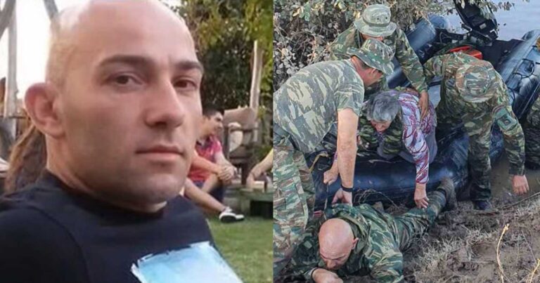 Αuτός είναι είναι ο πεζοναύτης που ξάπλωσε για να περάσουν πάνω του ηλικιωμένοι πλημμυροπαθείς