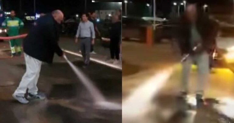 Βόλος: Ο Μπέος καθαρίζει τις λάσπες από τους δρόμους με μάνικα