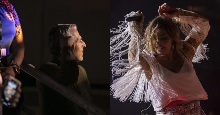 Την καμάρωνε όλο το βράδυ: Περήφανος ο σύζυγος της Έλενας Παπαρίζου, θαύμαζε διακριτικά την κούκλα γυναίκα του που αποθεώθηκε