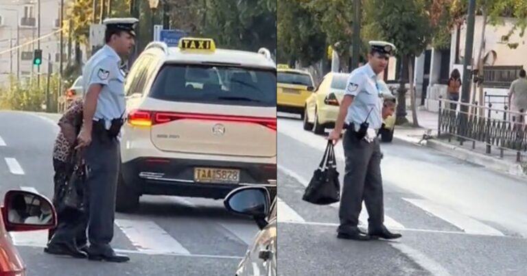 Αστυνομικός πέρασε ηλικιωμένη από τη Βασιλίσσης Σοφίας και όλο το διαδίκτυο τον αποθεώνει