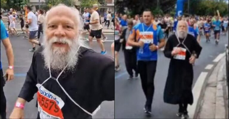 Το έκανε για ιερό σκοπό: 65χρονος Αρχιμανδρίτης έτρεξε στον Μαραθώνιο με τα ράσα του