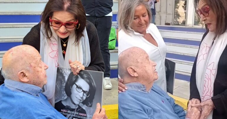 Η συγκινητική συνάντηση της Νάνας Μούσχουρη με τον 99χρονο Μίμη Πλέσσα