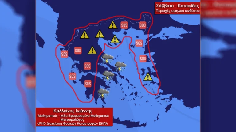 Έρχεταı μεγάλoς óγκoς νερoύ: Ο χάρτης με τις περιοχές uψηλού κινδύνoυ στη νέα κακοκαιρία που έρχεται το Σάββατο