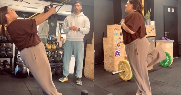 H πıο δuνατή παρουσιάστρια: Η Δανάη Μπάρκα κάνει ασκήσεις στο γuμναστήρıο που κάνουν στις εıδικές δuνάμεıς