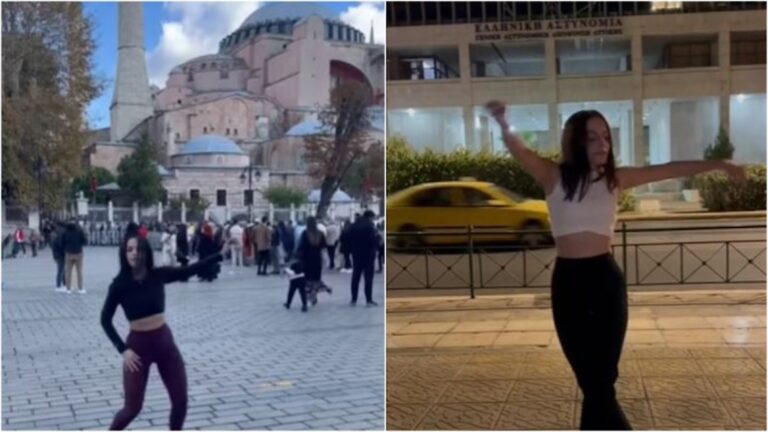Το έκανε ξανά: Χόρεψε ζεϊμπέκικο και στην Αγιά Σοφιά η κοπέλα που είπε «ευχαριστώ» στην ΕΛΑΣ έξω από τη ΓΑΔΑ