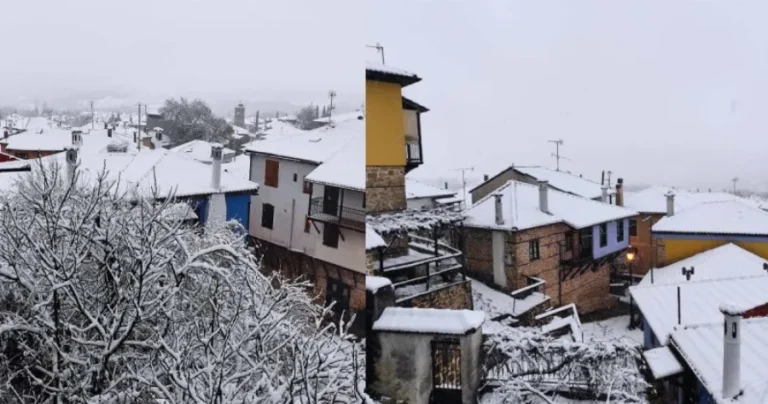 Πυκνό χιόνι παντού: Στα «λευκά» τα ορεινά χωριά της Θεσσαλονίκης και της Χαλκιδικής – Μοναδικές εικόνες