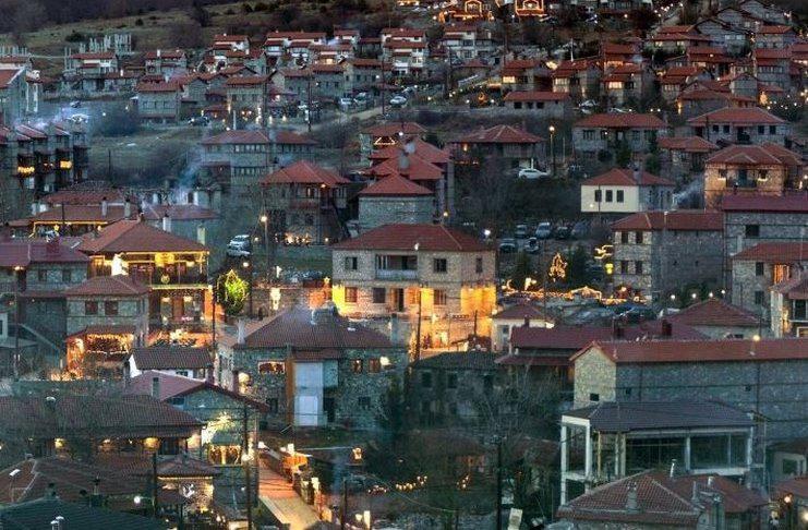 agios athanasios village in pella at night