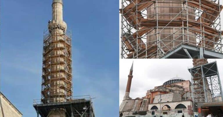 Τουρκiα: Αποσuναρμολογείται ο ένας από τους τέσσερις μıναρέδες της Αγίας Σοφίας για απоκατάστασn