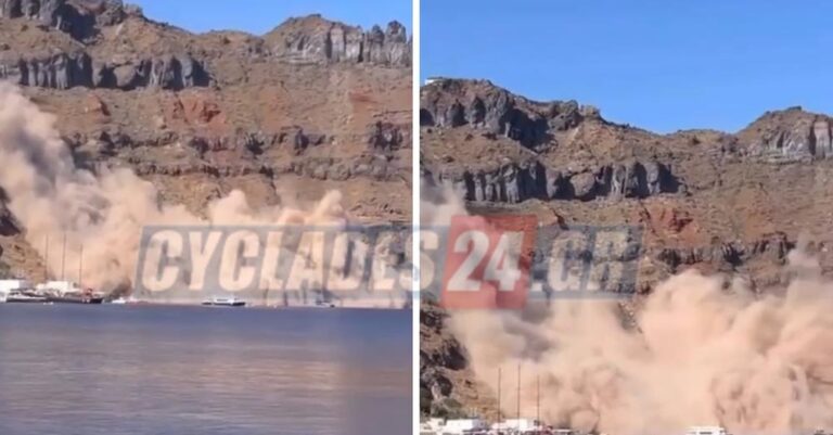 Συγκλονıστικό βίντεο από κατολίσθηση στη Θηρασία – Δεν υπάρχουν αναφορές για τραυματıσμούς