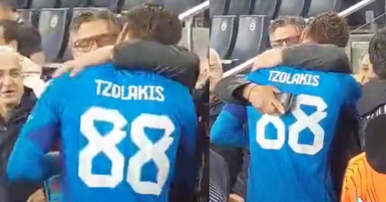 Περήφανος για τον γιο του: Η στιγμή που ο Τζολάκης αγκαλιάζει τον πατέρα του μετά τα πέναλτι