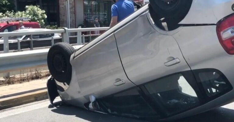 Τροχαίο ατύχημα στην Κηφισίας: Αυτοκίνητο αναποδογύρισε μετά από σύγκρουση