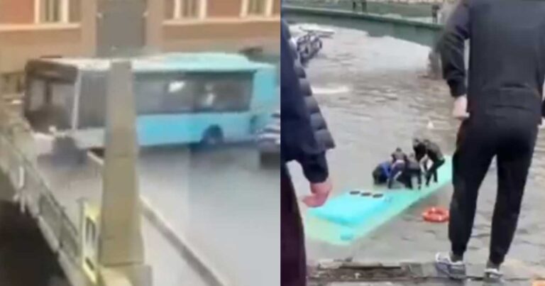 Ρωσία: Λεωφορείο με 20 επιβάτες έπεσε σε ποταμό – Βίντεο από την τρελή πορεία του οχήματος