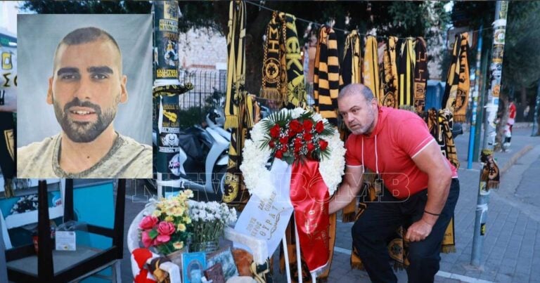 Νέα Φιλαδέλφεια: Φίλαθλος της Θύρας 7 αφήνει στεφάνι στο σημείο που δολοφονήθnκε ο Μιχάλης Κατσουρής